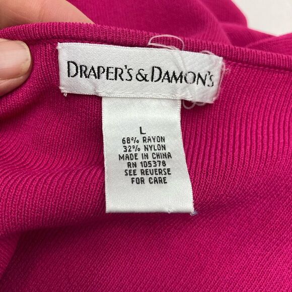 Draper’s & Damon’s Top SZ L Magenta Pink Barbiecore Butterfly Sequin Rayon Nylon - Picture 4 of 9